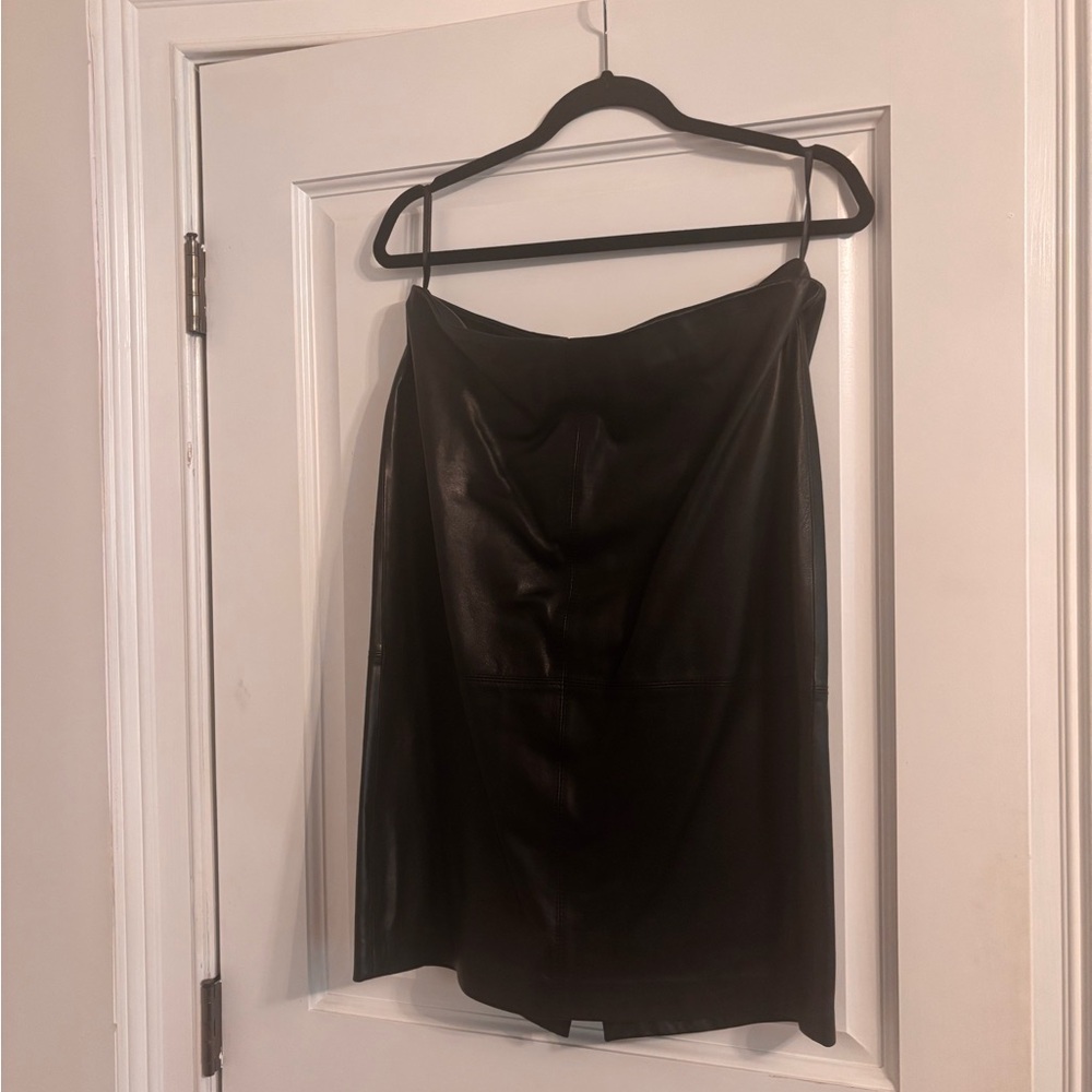 Talbots Black Leather Pencil Skirt